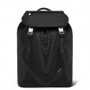 Rimowa Signature Flap in ECONYL® Nylon Rucksack Schwarz Sale Deutschland XBZES-9324