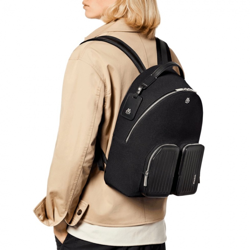 Rimowa Backpack Medium in Leder & Canvas Rucksack Schwarz Sale Deutschland AJQZX-8197