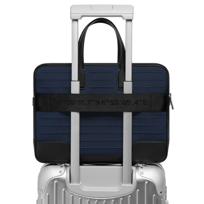 Rimowa Briefcase in Leder & Canvas Aktentasche Navy Blau Sale Deutschland XMWLU-3628