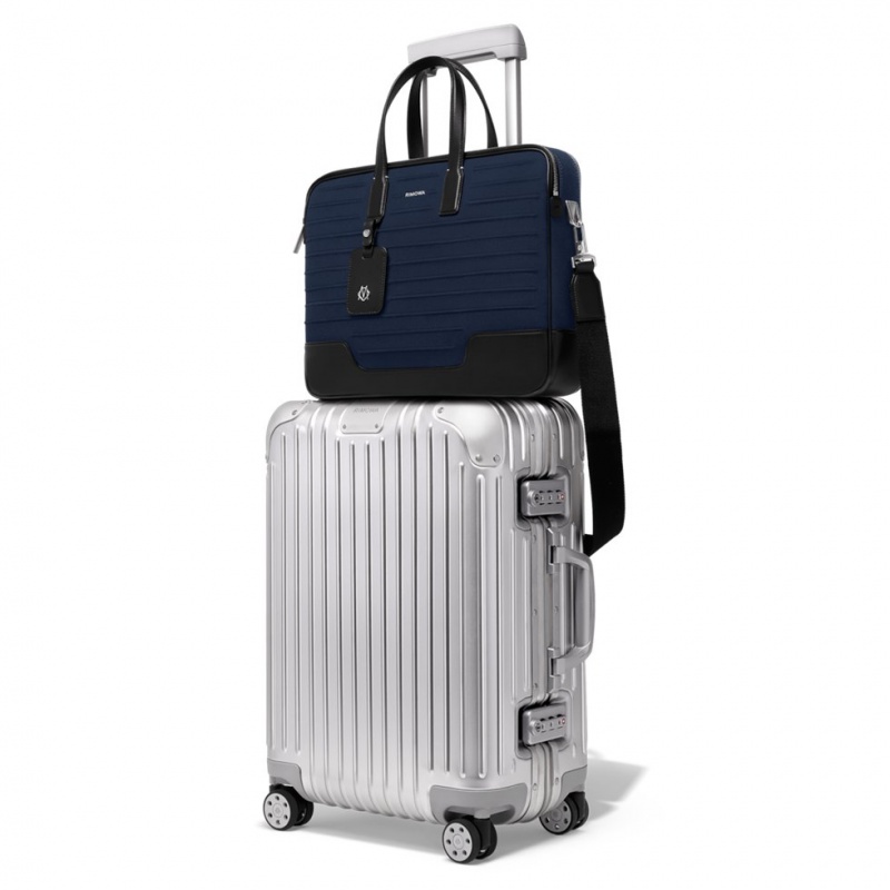 Rimowa Briefcase in Leder & Canvas Aktentasche Navy Blau Sale Deutschland XMWLU-3628