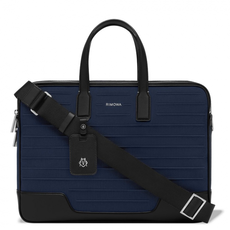 Rimowa Briefcase in Leder & Canvas Aktentasche Navy Blau Sale Deutschland XMWLU-3628