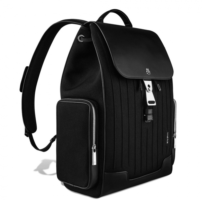 Rimowa Flap Large in Leder & Canvas Rucksack Schwarz Sale Deutschland NBZID-7134