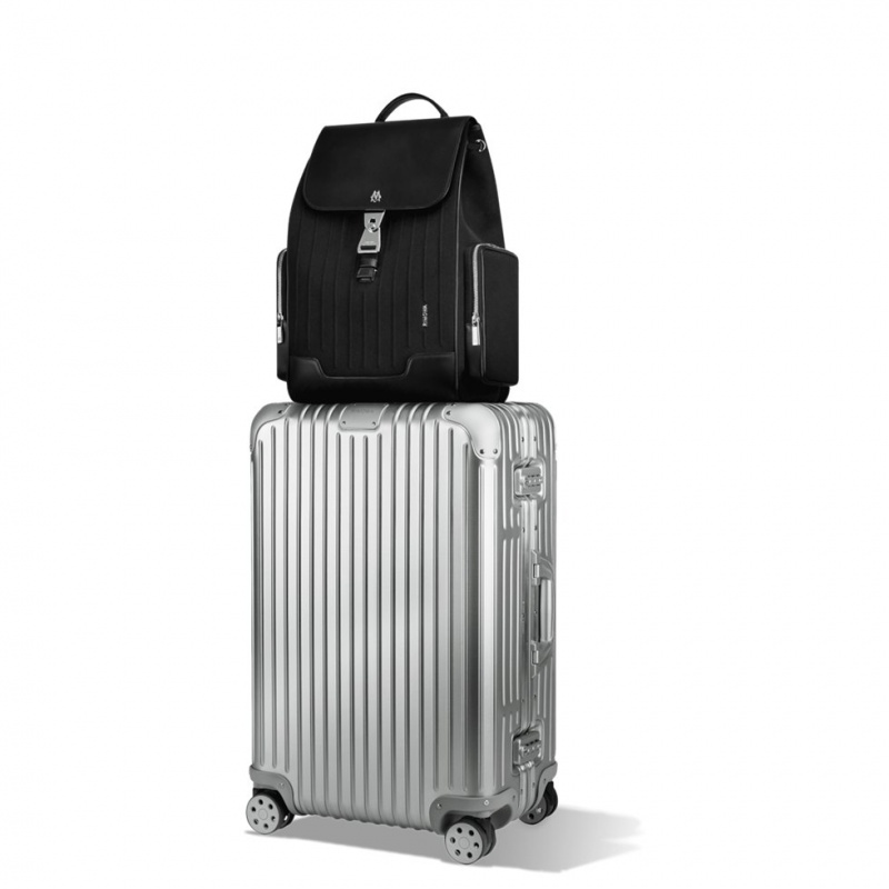 Rimowa Flap Large in Leder & Canvas Rucksack Schwarz Sale Deutschland NBZID-7134