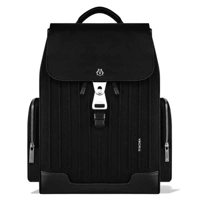 Rimowa Flap Large in Leder & Canvas Rucksack Schwarz Sale Deutschland NBZID-7134