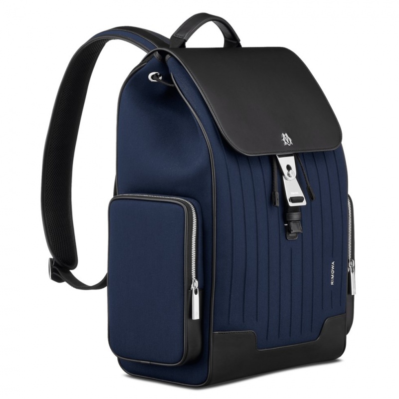 Rimowa Flap Large in Leder & Canvas Rucksack Navy Blau Schwarz Sale Deutschland MAKOG-4582