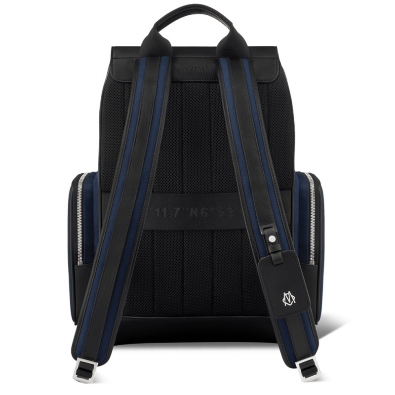 Rimowa Flap Large in Leder & Canvas Rucksack Navy Blau Schwarz Sale Deutschland MAKOG-4582