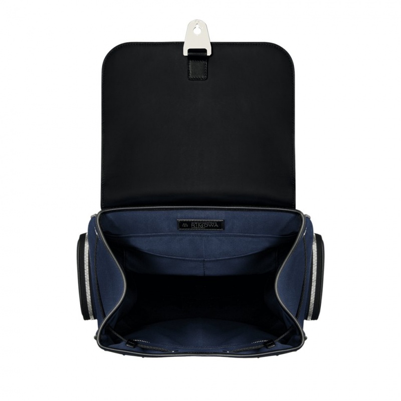 Rimowa Flap Large in Leder & Canvas Rucksack Navy Blau Schwarz Sale Deutschland MAKOG-4582