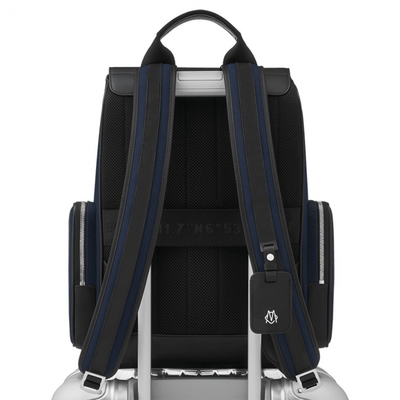 Rimowa Flap Large in Leder & Canvas Rucksack Navy Blau Schwarz Sale Deutschland MAKOG-4582