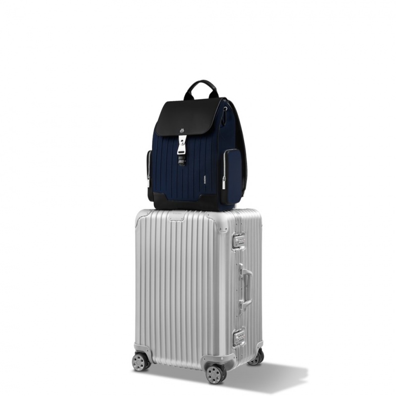 Rimowa Flap Large in Leder & Canvas Rucksack Navy Blau Schwarz Sale Deutschland MAKOG-4582