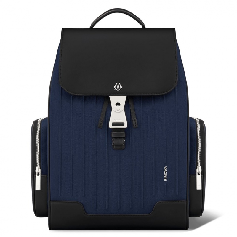 Rimowa Flap Large in Leder & Canvas Rucksack Navy Blau Schwarz Sale Deutschland MAKOG-4582