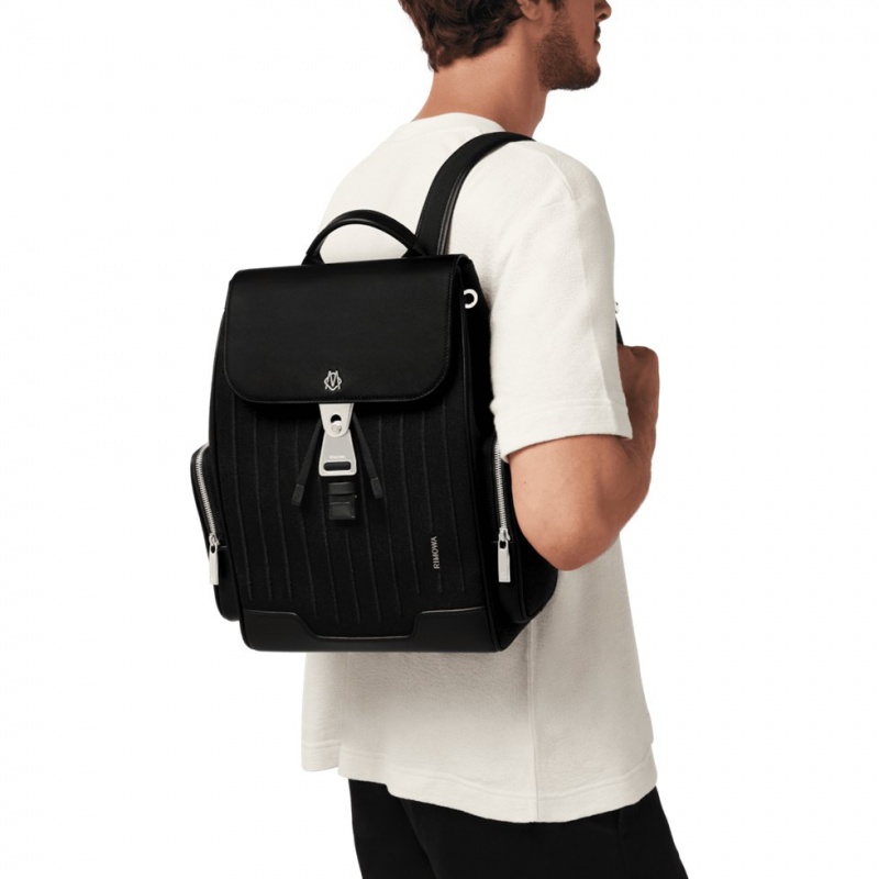 Rimowa Never Still Small Flap in Leder & Canvas Rucksack Schwarz Sale Deutschland KBGPX-9412