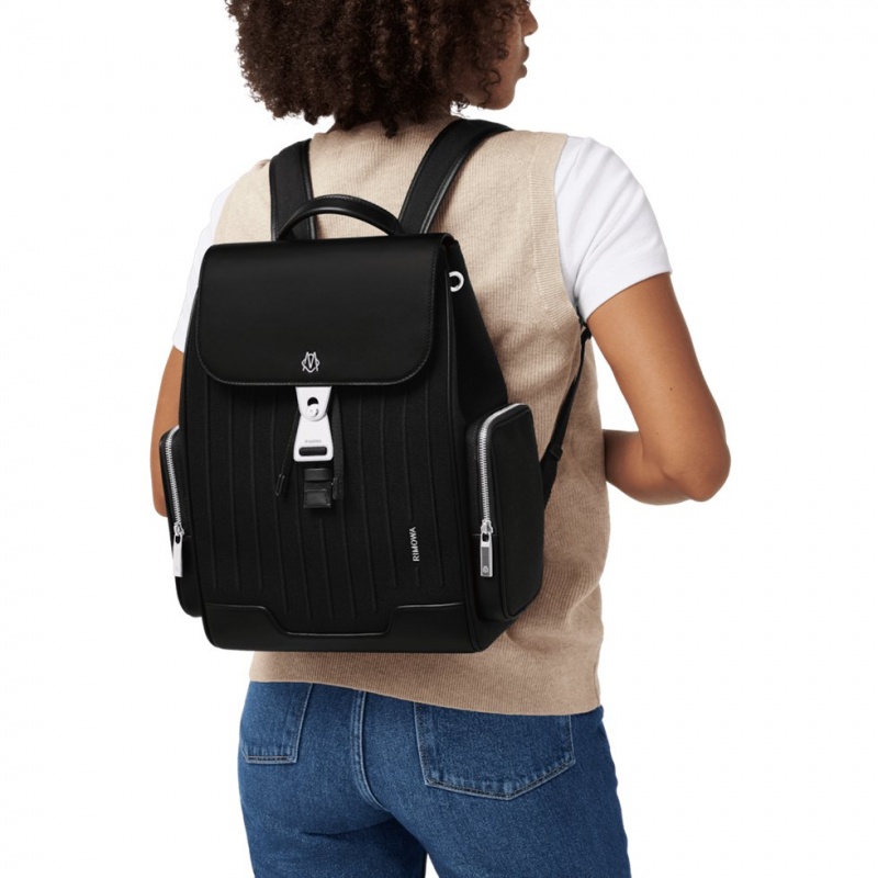 Rimowa Never Still Small Flap in Leder & Canvas Rucksack Schwarz Sale Deutschland KBGPX-9412