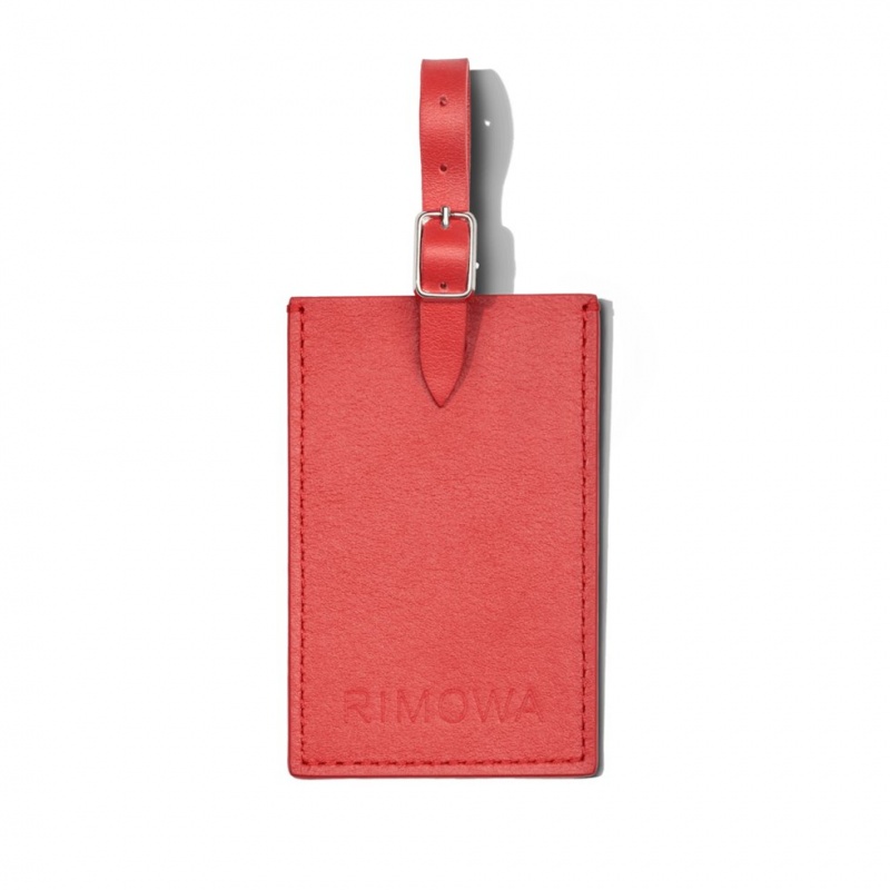 Rimowa Red Paprika Personalized Leder Luggage Tags Rot Sale Deutschland SRYDC-3249