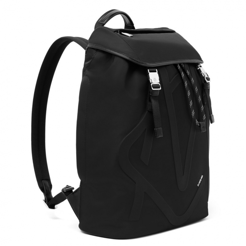 Rimowa Signature Flap in ECONYL® Nylon Rucksack Schwarz Sale Deutschland XBZES-9324