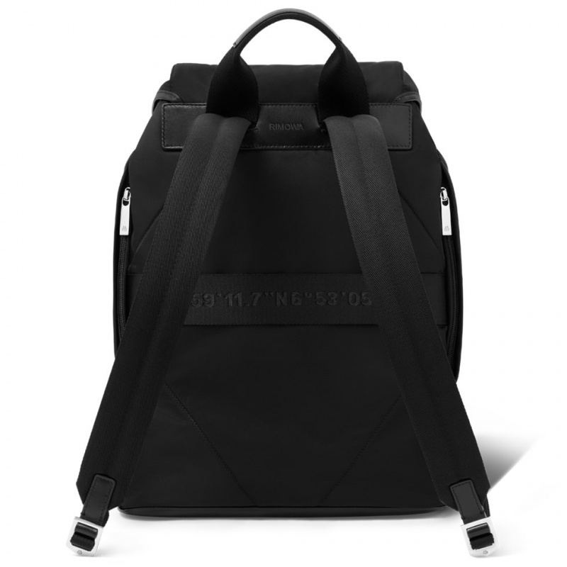 Rimowa Signature Flap in ECONYL® Nylon Rucksack Schwarz Sale Deutschland XBZES-9324