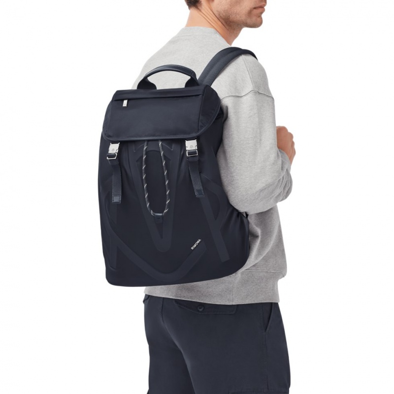 Rimowa Signature Flap in ECONYL® Nylon Rucksack Navy Blau Sale Deutschland GSRYL-7401